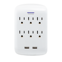 PROTECTOR DE PICOS 6 TOMAS + 2 USB PARED 2.1 900J 83188 GE 83188