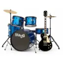 Combo Bateria 22" Estándar 5 Piezas Azul Tim-122B BL Stagg Tim-122BBL + Stagg SEL-STD-BLK Guitarra Electrica Estándar Negra SEL-STD-BLK