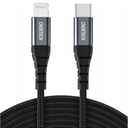 Cable Lightning a USB-C (Certif. MFi) 2mts, IP0041 negro IP0041-BK