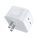 Cargador Rápido de Pared Doble Tipo C, 35W, blanco, Q5008 Q5008