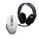 Combo Headset Logitech G535 Lightspeed Inalámbrico Negro 981-000971 + Mouse Logitech G502 X Lightforce Alámbrico Blanco 910-006144