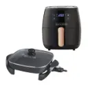 Combo Freidora de Aire Digital Black & Decker 5.7 Litros-Negro HFD5055B + Sarten Electrico Black & Decker Negro