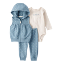 Conjunto 3 piezas acolchado azul con gorro