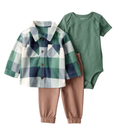 Conjunto 3 piezas abrigo franela suave con pantalón y body