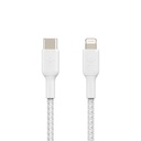 Cable Trenzado Belkin USB-C Macho a Lightning Macho 1M Blanco CAA004bt1MWH